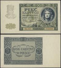 5 złotych 1.08.1941, seria AD, numeracja 3125599