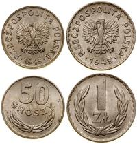 Polska, zestaw: 50 groszy i 1 złoty, 1949