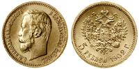 5 rubli 1902 AP, Petersburg, złoto, 4.29 g, umyt
