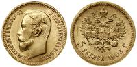 5 rubli 1903 AP, Petersburg, złoto, 4.30 g, pięk