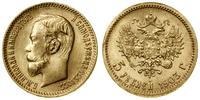 5 rubli 1903 AP, Petersburg, złoto, 4.29 g, pięk
