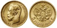 5 rubli 1903 AP, Petersburg, złoto, 4.29 g, pięk