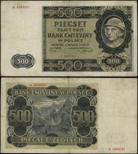 500 złotych 1.03.1940, seria A, numeracja 599333