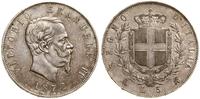 5 lirów 1872 M, Mediolan, srebro, 24.89 g, delik