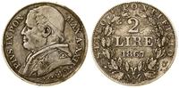 2 liry 1867, Rzym, srebro, 9.82 g, patyna, minim