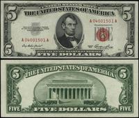 5 dolarów 1953, seria A 04001501 A, czerwona pie