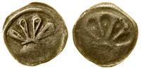 denar jednostronny XIV w., Hełm w prawo, z pióro