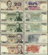 Polska, zestaw 5 banknotów, 1982–1988