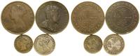 zestaw 4 monet, 1 cent 1879, 5 centów 1895, 10 c