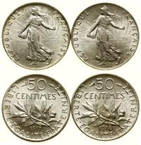 lot 2 x 50 centimes 1917, 1918, Paryż, srebro pr