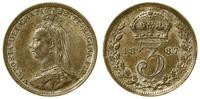 3 pensy 1897, Londyn, srebro, pięknie zachowane,