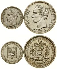 zestaw: 25 centymów 1960 i 1 bolivar 1965, srebr