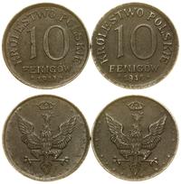 Polska, zestaw 2 x 10 fenigów, 1917 i 1918