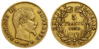 5 franków 1856 A, Paryż, złoto próby 900, 1.59 g