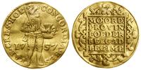 dukat 1757, złoto, 3.14 g, moneta gięta i napraw