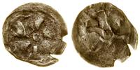 denar XIV w., Aw: Sześciopłatkowa rozeta, na jej