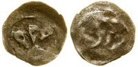 denar jednostronny XIV w., Hełm z pióropuszem, s