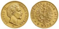 5 marek 1877 D, Monachium, złoto, 1.98 g, czyszc