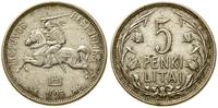 5 litów 1925, Kowno, srebro, moneta przetarta, I