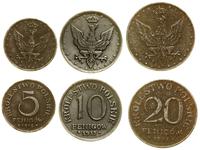 lot 3 monet, Stuttgart, 5 fenigów 1918 F, 10 fen