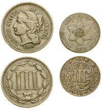 lot 2 monet, Filadelfia, 3 centy: 1853 i 1869, s