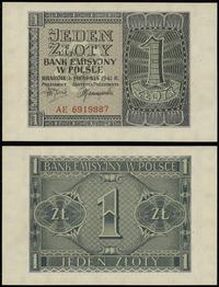 1 złoty 1.08.1941, seria AE, numeracja 6919887, 