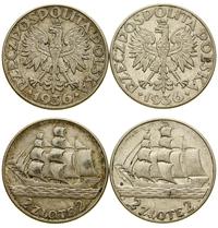 zestaw: 2 x 2 złote 1936, Warszawa, Żaglowiec, r