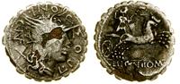denar serratus 118 pne, Narbo, Aw: Głowa Romy w 