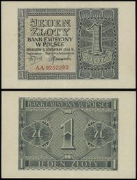 1 złoty 1.08.1941, seria AA, numeracja 9252280, 