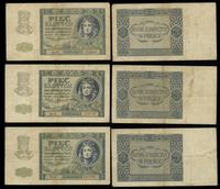 zestaw: 3 x 5 złotych 1.03.1940, serie A, B, C (