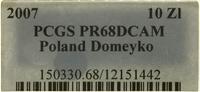 Polska, 10 złotych - (UWAGA - NA STRONIE PCGS VERIFY INNA MONETA: https://www.pcgs.com/cert/12151442, 2007