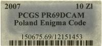 Polska, 10 złotych - (UWAGA - NA STRONIE PCGS VERIFY INNA MONETA: https://www.pcgs.com/cert/12151453, 2007