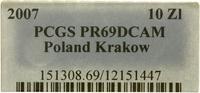 Polska, 10 złotych - (UWAGA - NA STRONIE PCGS VERIFY INNA MONETA: https://www.pcgs.com/cert/12151447, 2007