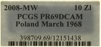 Polska, 10 złotych - (UWAGA - NA STRONIE PCGS VERIFY INNA MONETA: https://www.pcgs.com/cert/12151438, 2008