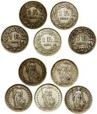 zestaw: 5 x 1 frank 1920–1934, Berno, roczniki: 