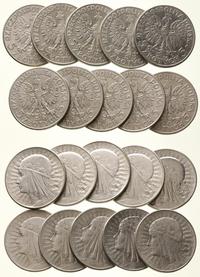 zestaw 10x5 złotych 1933 i 1934, Głowa Kobiety z