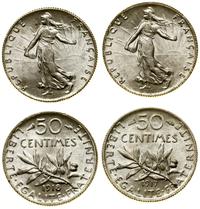 zestaw 2 x 50 centymów 1917, 1918, Paryż, srebro