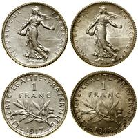 zestaw 2 x 1 frank 1917, 1918, Paryż, srebro, ra