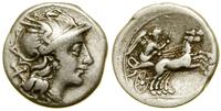 denar 157–156 pne, Rzym, Aw: Głowa Romy w hełmie