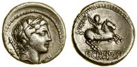 denar 82 pne, Rzym, Aw: Głowa Apollo w wieńcu la
