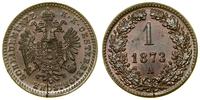 1 krajcar 1873 A, Wiedeń, patyna, moneta pęknięt