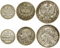 zestaw 3 monet 1932–1936, Anglia i Warszawa, w z