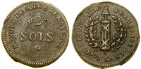 2 sols 1793, miedź, 5.03 g, moneta wybita w czas