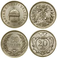 zestaw 2 monet, 1 x 20 fillerów 1893 Węgry i 1 x
