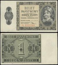 1 złoty 1.10.1938, seria IŁ, numeracja 9332280, 