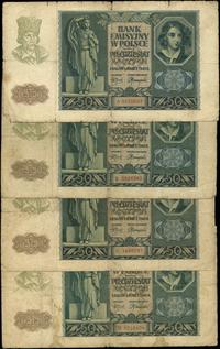zestaw: 4 x 50 złotych 1.03.1940, serie: A, B, C