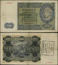 500 złotych 1.03.1940, seria A, numeracja 986299