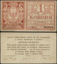 1 korona 5.06.1919, seria W, numeracja 05488, zł