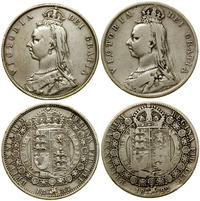 lot 2 x 1/2 korony 1887, 1892, Londyn, srebro, 2