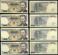 4 x 200 złotych 1.12.1988, serie: ED, EF, EK, EN